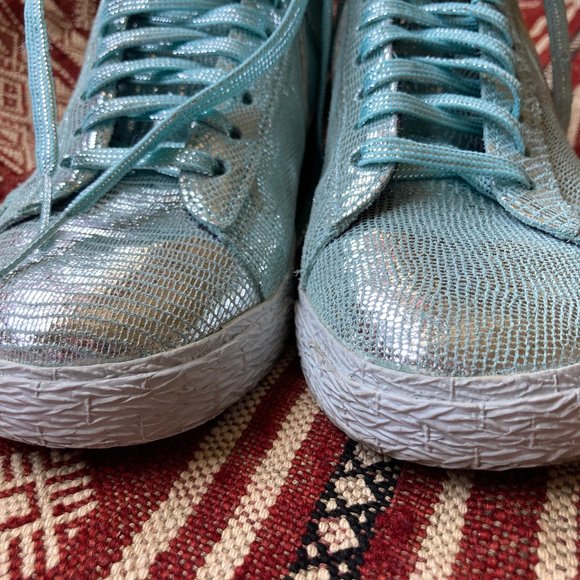 Rare! Disco Nike Blazers women's size 5.5, metallic silver/ minty fresh! - Picture 15 of 16